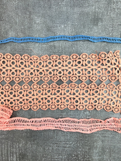 Terra Cotta and Periwinkle Lace Trims Variety Trim Scrap Pack Scrap Bundle Pack 12 Pieces SPK00185